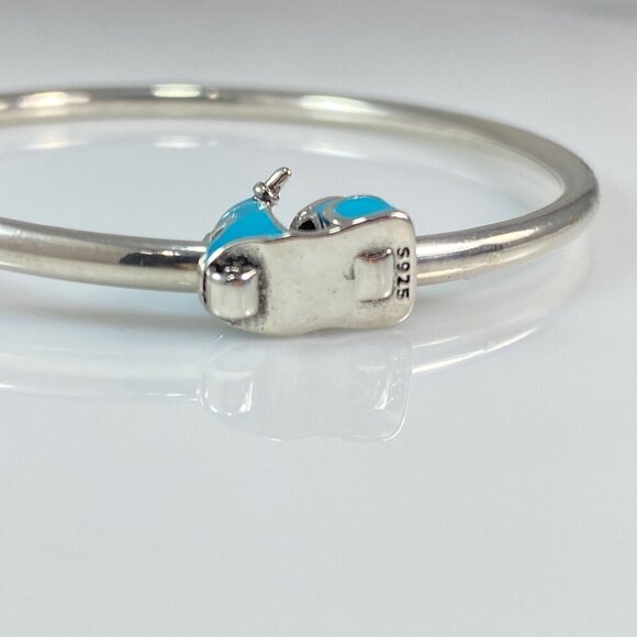 Sterling Silver Enamel Turquoise Blue Scooter Charm - Picture 5 of 9